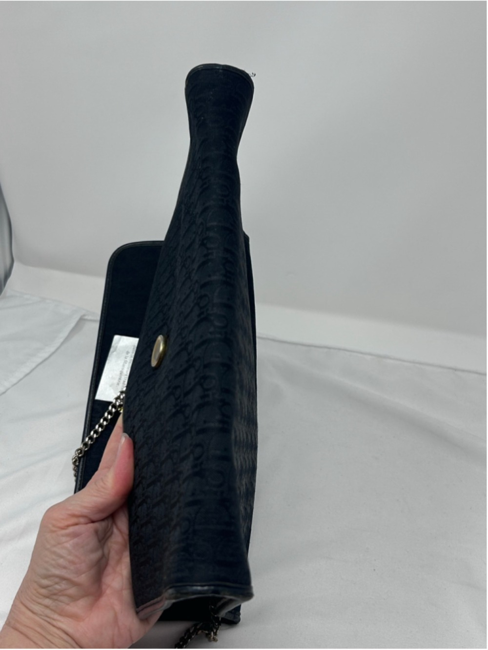 Christian Dior Trotter Monogram Chain Shoulder Bag Black Envelope - Picture 5 of 14